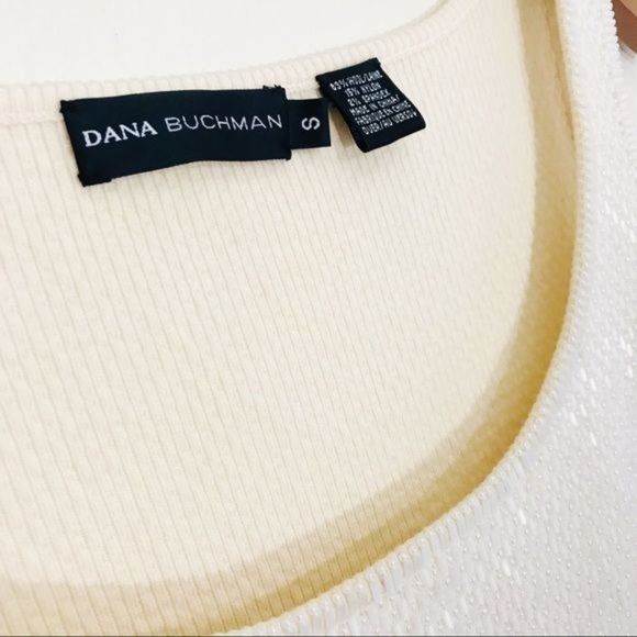 DANA BUCHMAN All Over Beaded Sleeveless Knit Wool Tank In Cream Size Small - Picture 7 of 8